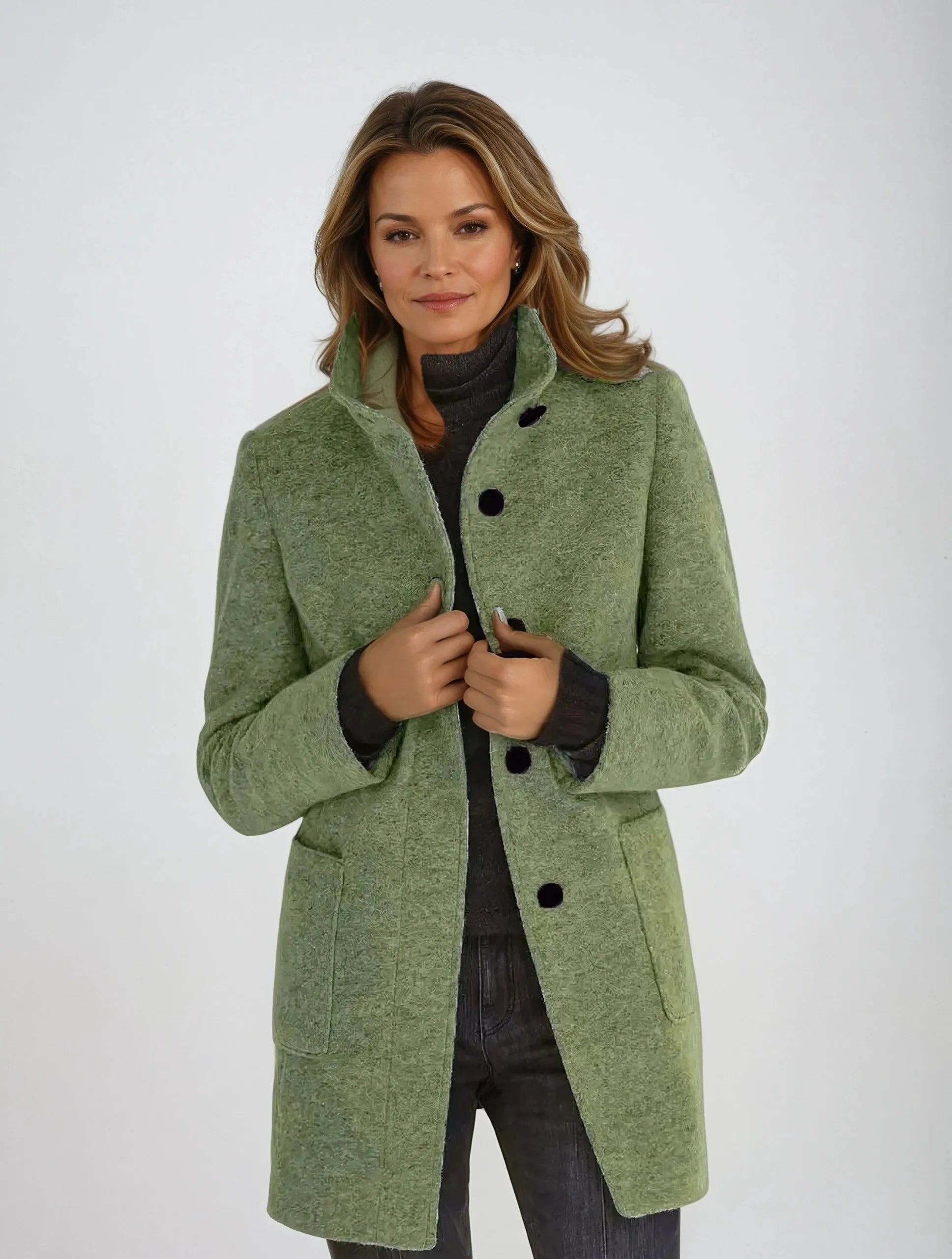 Seritza - Long Manteau Boutonné Élégant