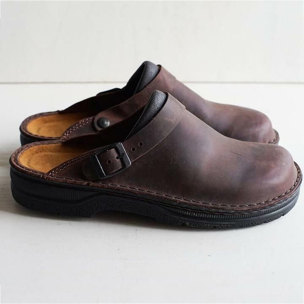 Seritza - Pantoufles en Cuir Véritable Homme